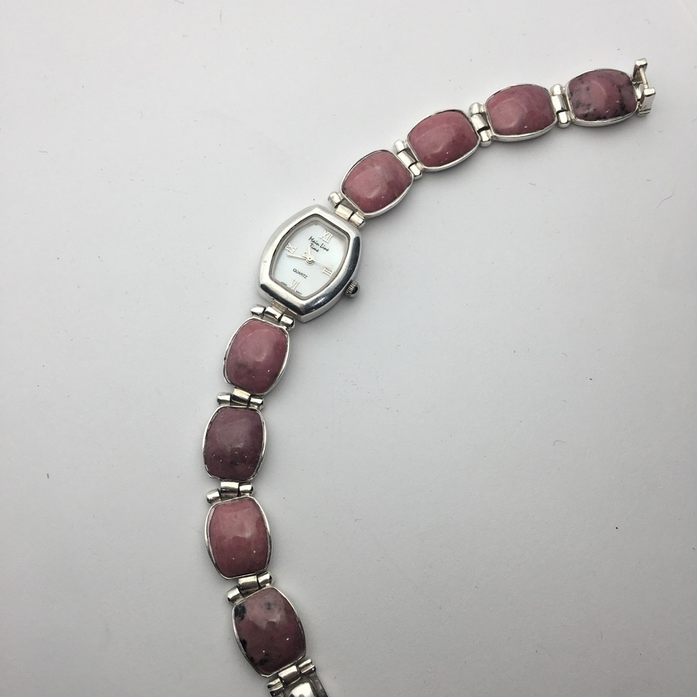 Rhodonite in sterling watch